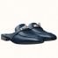 Hermes Oz Mule In Dark Blue Leather