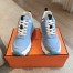 Hermes Men's Impulse Sneakers in Blue Fabric and Leather