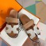 Hermes Men's Chypre Sandals In Canvas with Brown Leather 