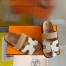 Hermes Men's Chypre Sandals In Canvas with Brown Leather 