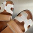 Hermes Men's Chypre Sandals In Canvas with Brown Leather 