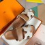 Hermes Men's Chypre Sandals In Canvas with Brown Leather 