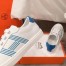 Hermes Avantage Sneakers In White/Mykonos Calfskin