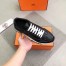 Hermes Trail Sneakers In Noir Calfskin Leather