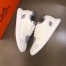 Hermes Vitesse Sneaker In White Epsom and Technical Canvas
