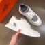 Hermes Vitesse Sneaker In White Epsom and Technical Canvas