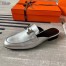Hermes Trocadero Mule In Silver Nappa Leather