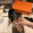 Hermes Oasis Sandals In Black Patent leather