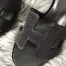 Hermes Oasis Sandals In Black Suede with Rhinestone