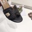 Hermes Legend Wedge Sandal In Black Calfskin With Studs