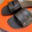 Hermes View Sandals In Black Calfskin leather