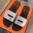 Hermes View Sandals In Silver Epsom Leather