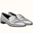 Hermes Royal Loafers In Silver Metallic Lambskin