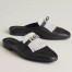 Hermes Women's Oz Mules with Fringed in Black/White Leather