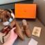 Hermes Blossom Mules In Brown Goatskin