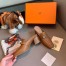 Hermes Blossom Mules In Brown Goatskin