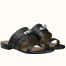 Hermes Avenue Sandals In Black Calfskin