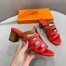 Hermes Celena Sandals 5MM In Red/Brown Calfskin