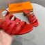 Hermes Celena Sandals 5MM In Red/Brown Calfskin