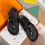Hermes Inboard Sandals in Black Leather and Ribbon