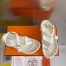 Hermes Inboard Sandals in White Leather and Ribbon