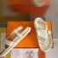 Hermes Inboard Sandals in White Leather and Ribbon