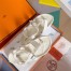 Hermes Inboard Sandals in White Leather and Ribbon