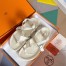Hermes Inboard Sandals in White Leather and Ribbon