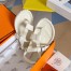 Hermes Inboard Sandals in White Leather and Ribbon