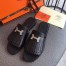 Hermes Auteuil Sandals In Black Calfskin