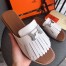Hermes Auteuil Sandals In White Calfskin