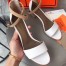Hermes Auteuil Sandals In White Calfskin