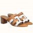 Hermes Amica 5mm Sandals In Brown/White Calfskin