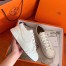 Hermes Velvet Sneakers In White Calfskin With Printed Wing Patch