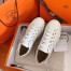 Hermes Velvet Sneakers In White Calfskin With Printed Wing Patch