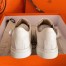 Hermes Velvet Sneakers In White Calfskin With Printed Wing Patch