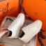 Hermes Velvet Sneakers In White Calfskin With Printed Wing Patch