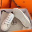 Hermes Velvet Sneakers In White Calfskin With Printed Wing Patch