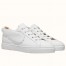 Hermes Velvet Sneakers In White Calfskin With Printed Wing Patch