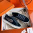 Hermes Velvet Sneakers In Blue Velvet With Embroidered Wing Patch