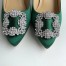 Manolo Blahnik Green Satin Hangisi 70mm Pumps