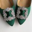 Manolo Blahnik Green Satin Hangisi 105mm Pumps 