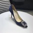 Manolo Blahnik Navy Blue Satin Hangisi 105mm Pumps 