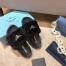 Prada Slide Slippers In Black Quilted Shearling 