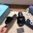 Prada Slide Slippers In Black Quilted Shearling 
