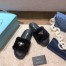 Prada Slide Slippers In Black Quilted Shearling 