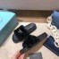 Prada Slide Slippers In Black Quilted Shearling 