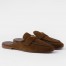 Prada Women's Slippers in Dark Brown Suede Leather