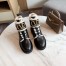 Valentino VLogo Combat Boots In Calfskin and Shearling 