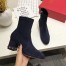 Valentino Dark Blue Stretch Suede 60mm Rockstud Bootie